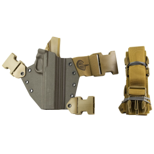 GunfightersINC Kenai Chest Holster, Kydex Shell, Nylon Harness, Fits 5 in 1911 Government Models with Rail, Gray Shell, Coyote Brown Harness, Right Hand KN-1911GR-040221