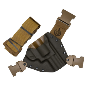 GunfightersINC Kenai Chest Holster, Kydex Shell, Nylon Harness, Fits Ruger Blackhawk, Gray Shell, Coyote Brown Harness, Right Hand KN-BLKHK-040221