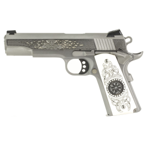 Colts Manufacturing Delta Elite, Semi-auto, 10MM, 5 in, Silver, 8 Rounds, 1 Mag, Engraved Slide, Upgraded White Engraved Grips, Novak White Dot Sights, Stainless Steel O2020XE-THR