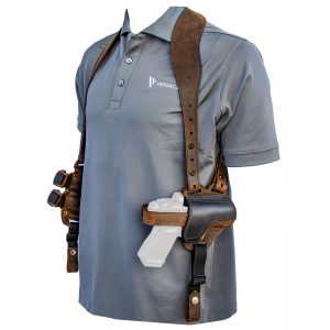 Versacarry Shoulder Holster Deluxe SH21, Fits Full Size Pistols, Leather and Kydex, Distressed Brown, Right Hand SH21