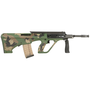 Steyr Arms AUGM81CAMO AUG A3 M1 NATO 5.56x45mm NATO 30+1 16 in, Black Rec, M81 Woodland Camo Fixed Bullpup Stock & Collapsible Foregrip, Extended Pic Rail (AR Style Mag) - Steyr Arms