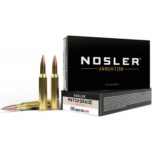 NOSLER 43136 Match Grade 338 Lapua Mag 300 Gr Custom Competition Hollow Point Boat Tail 20 Per Box/ 10 Cs