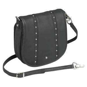 Gun Tote'n Mamas/Kingport GTM18BK Studded Flap Shoulder Bag Black Leather Includes Mini Holster