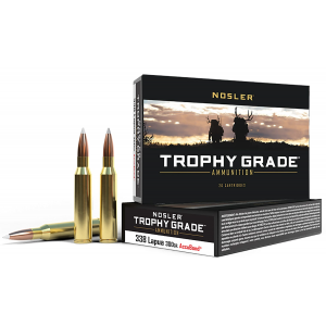 NOSLER 49323 Trophy Grade 338 Lapua Mag 300 Gr NOSLER Accubond 20 Per Box/ 10 Cs