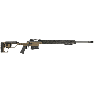 Christensen Arms 8010301300 Modern Precision 6.5 PRC 5+1, 24 in Carbon Fiber Target Profile/Threaded Steel Barrel, Black Nitride Aluminum Rec., Desert Brown Billet Chassis w/Folding Stock, , Rifle