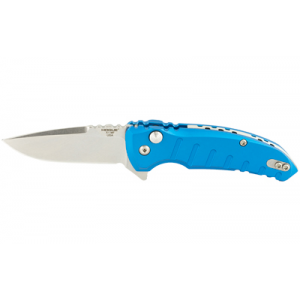 Hogue X1-Microflip 24178-EXLRSR, Folding Knife, 2.75 in, Drop Point, Tumbled Finish, Blue/Aluminum Frame