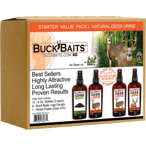 Buck Baits Starter Kit Doe/Estrus Max/ Buck/ Earth Cover 3 oz ea BBDU12Starter-A