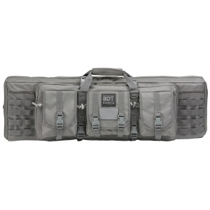 Bulldog BDT6037SG BDT Tactical Double Rifle Case made of Nylon with Seal Gray Finish 3 Accessory Pockets\t Deluxe Padded Backstraps Lockable Zippers & Padded Internal Divider 13 in H x 37 in W x 4 in D Interior Dimensions