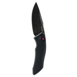 Kershaw 7100BW Launch 1 3.40 in Folding Drop Point Plain Black Oxide Blackwash Black Oxide CPM 154 Blade Black Anodized Aluminum Handle Includes Pocket Clip