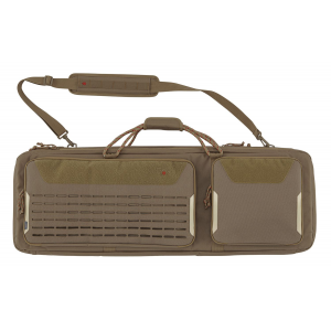 Tac Six 10839 Unit Tactical Case made of Coyote Polyester with Flexible Design\t MOLLE\t Storage Pockets\t Rope Handles\t Lockable Zippers & Detachable Padded Shoulder Strap Holds 2 Tactical Rifles 38 in L x 13 in W x 4 in H Interior Dimensions