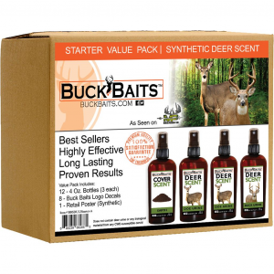 Buck Baits Starter Kit Doe/Doe in Heat/ Buck/ Earth Cover 3 oz ea BBSDU12STARTER-A