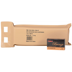PMC 223ABP Bronze Battle Pack 223 Rem 55 gr Full Metal Jacket Boat Tail 200 Per Box/ 5 Cs