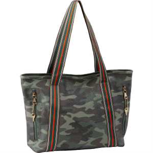 Bulldog Cases Tote Style Purse BDP-049, Black/Green/Brown Camo Pattern with Stripes, Universal Fit Holster Included BDP-049