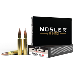 NOSLER 60031 Match Grade 33 NOSLER 300 Gr Custom Competition Hollow Point Boat Tail 20 Per Box/ 10 Cs