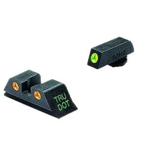 Meprolight USA 102223301 Tru-Dot Sight Set Fixed Green Tritium Front/Orange Tritium Rear/Black Frame Compatible w/Glock 10mm/45 ACP Front Post/Rear Dovetail Mount - Meprolight