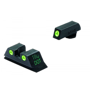 Meprolight USA 102223101 Tru-Dot Sight Set Fixed Green Tritium Front & Rear/ Black Frame Compatible w/Glock 10mm/.45 ACP Front Post/Rear Dovetail Mount - Meprolight