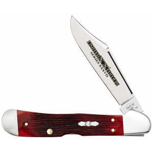 Case 12213 Limited Edition XXXVII CopperLock Folding Locking Clip Point Plain Mirror Polished w/Engraving Tru-Sharp SS Blade/ Old Red Barnboard Jig/SS Stag Bone/Nickle Handle