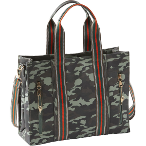 Bulldog Cases Cross Body Style Purse BDP-043, Black/Green/Brown Camo Pattern with Stripes, Universal Fit Holster Included BDP-043
