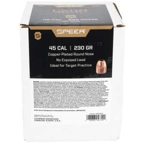 Speer 4714 Handgun 45 Cal .454 230 gr Round Nose 500 Per Box/ 3 Case