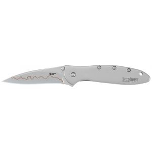 Kershaw 1660CB Leek 3 in Folding Drop Point Plain Bead Blasted 14C28N/D2 Steel Blade Bead Blasted 410 Stainless Steel Handle Includes Pocket Clip