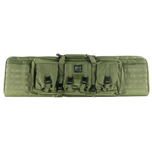 Bulldog BDT4043G BDT Tactical Single Rifle Case made of Nylon with Green Finish\t 3 Accessory Pockets\t Deluxe Padded Backstraps\t Lockable Zippers & Padded Internal Divider 13 in H x 43 in W x 3 in D Internal Dimensions