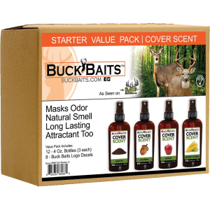 Buck Baits Cover Scent Starter Kit Earth/Acorn/ Apple/ Corn 3 oz ea BBCS12STARTER-A