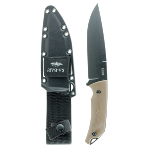 Ka-Bar 7503 Jarosz Turok 6.25 in Fixed Clip Point Plain Black 1095 Cro-Van Blade\t Brown Ultramid Handle\t Includes Sheath