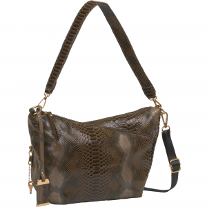 Bulldog Cases Hobo Purse with Holster BDP-074, Snake Print, Brown, Leather BDP-074