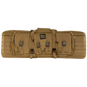 Bulldog BDT4037T BDT Tactical Single Rifle Case made of Nylon with Tan Finish\t 3 Accessory Pockets\t Deluxe Padded Backstraps\t Lockable Zippers & Padded Internal Divider 13 in H x 37 in W x 3 in D Internal Dimensions