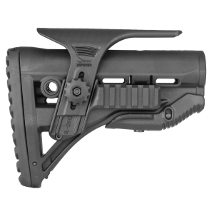 FAB Defense FXGLSHOCKPC GL-Shock PCP Buttstock for AR-15/ M16/ M4 Adjustable Cheek-Rest w/Built-In Dual Picatinny Rail Black Mil-Spec Polymer - Fab Defense