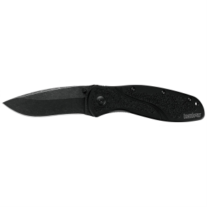 Kershaw Blur, 3.4 in Folding Knife/Assisted, Drop Point, Plain Edge, Anodized Aluminum Frame, BlackWash Finish, with Thumb Stud/Pocket Clip 1670BW