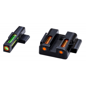 HiViz MPSN621 LiteWave H3 Tritium/LitePipe S&W M&P Shield Sight Set Black | Green Tritium with Orange Outline Front Sight Orange Fiber Optic Rear Sight