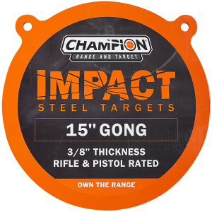 Champion Targets 44913 Center Mass Gong 15 in Pistol/Rifle Gray AR500 Steel Gong 3/8 in Thick Hanging