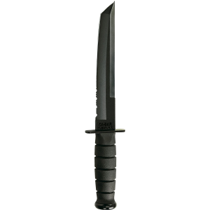 Ka-Bar 1245 Tanto 8 in Fixed Tanto Part Serrated Black 1095 Cro-Van Blade\t Black Kraton G Handle\t Includes Sheath