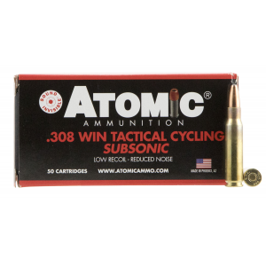 ATOMIC Ammunition 00472 Rifle Subsonic 308 Win 260 Gr Soft Point Round Nose 50 Per Box/ 10 Cs 858767004720 84238