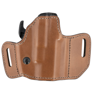 Bianchi 31831 Allusion Assent Pro-Fit OWB Size 11 Tan Leather Belt Slide Compatible w/ S&W M&P Shield/FN FNS Compact/Glock 26/27 Gen1-5 Belt Up to 1.50 in Wide Right Hand