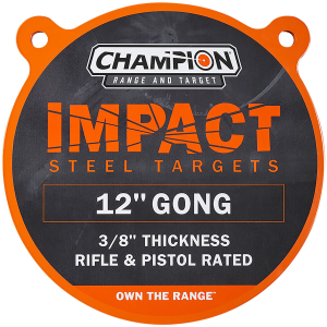 Champion Targets 44912 Center Mass Gong 12 in Rifle Gray AR500 Steel Gong 3/8 in Thick Hanging