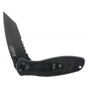 Kershaw 1670TBLKST Blur 3.40 in Folding Tanto Part Serrated Black DLC 14C28N Steel Blade Black Anodized Aluminum Handle Includes Pocket Clip