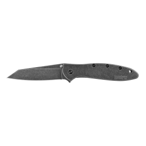 Kershaw RANDOM LEEK-BLACKWASH 1660RBW, Folding Knife, Plain Edge, Reverse Tanto, 3 in Blade, Stainless Steel