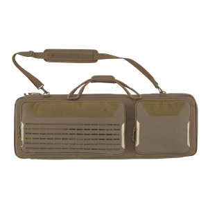 Tac Six 10828 Squad Tactical Case made of Coyote 600D Polyester with Lockable Zippers\t MOLLE System\t Rope Carry Handles\t Elastic Loops\t Storage Pockets & Detachable Shoulder Strap 38 in L x 13 in W x 4.50 in H Interior Dimensions