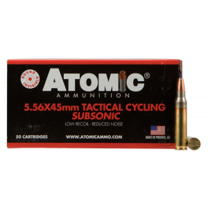 ATOMIC Ammunition 00408 Rifle Subsonic 5.56x45mm Nato 112 Gr Soft Point Round Nose 50 Per Box/ 10 Cs 858767004089 208202