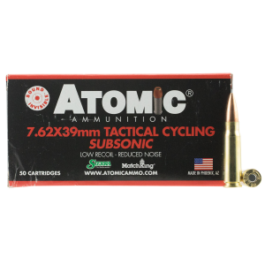 ATOMIC Ammunition 00474 Rifle Subsonic 7.62x39mm 220 Gr Hollow Point Boat Tail 50 Per Box/ 10 Cs