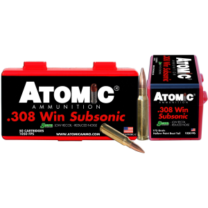 ATOMIC Ammunition 00430 Rifle Subsonic 308 Win 175 Gr Subsonic 50 Per Box/ 10 Cs