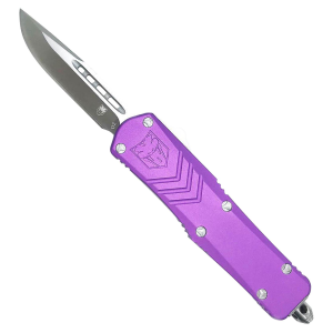 CobraTec Knives SPURFSXSDNS FS-X Small 2.50 in OTF Plain D2 Steel Blade/Purple Anodized Aluminum Handle Features Glass Breaker Includes Pocket Clip - Cobratec Knives