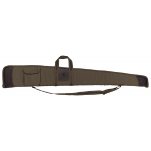 Browning 1415048452 Laredo made of Cotton Canvas with Leather Trim\t Olive Finish & Brown Accents\t Closed-Cell Foam Padding\t Side Pocket & Felt Lining 50.50 in L x 2 in D x 10 in H Interior Dimensions