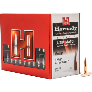 Hornady 24531 A-Tip Match 6mm .243 110 gr A Tip Match 100 Per Box/ 10 Case