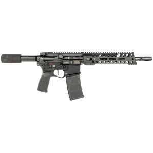 Patriot Ordnance Factory 01796 Renegade + Direct Impingement 300 Blackout Caliber with 10.50 in Barrel, 30+1 Capacity, Black Anodized Metal Finish, Buffer Tube Stock, Black Polymer Grip & 9 in M-LOK Handguard Right Hand, Pistol