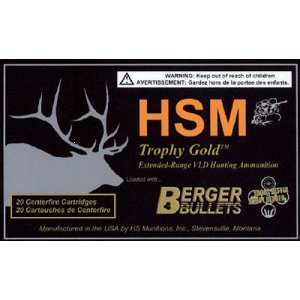 HSM 300wby210 Trophy Gold Extended Range 300 Wthby Mag 210 Gr Berger Hunting Vld Match 20 Per Box/ 20 Cs