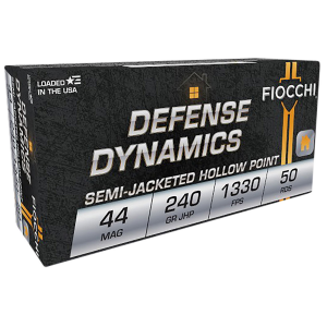 FIOCCHI 44d500 Defense Dynamics 44 Rem Mag 240 Gr Jacket Hollow Point 50 Per Box/ 10 Cs
