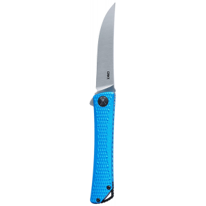 CRKT 7540 Kalbi EDC 3.28 in Folding Upswept Plain Satin 440 Acuto SS Blade, Blue Crosshatch Textured Aluminum Handle - Columbia River